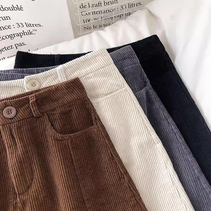 Korean Style Slimming High Waist Corduroy Midi Skirt - Autumn/Winter 2024