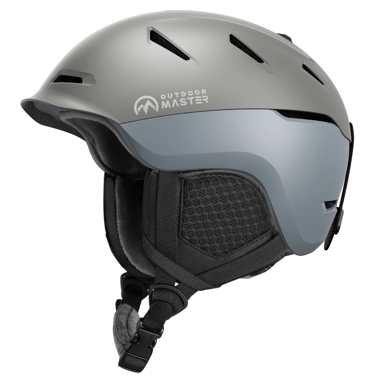 

OUTDOORMASTER Горнолыжный шлем Сноубордический шлем с козырьком Снежный шлем Всенаправленный регулятор Переключатель вентиляции 16 вентиляционных отверстий Высокоплотный EPS Лыжи