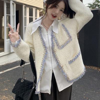 Cardigan Coat Female Spring and Autumn High Grade French Unique Woolen Top Autumn 2023 Casual Long Sleeve Cardigan Female Coat