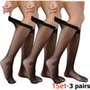 3 Pairs 1 Set Sheer Knee High Women Sexy Ultra Thin Transparent Glass Stockings Breathable New Summer Girls Cosplay Socks