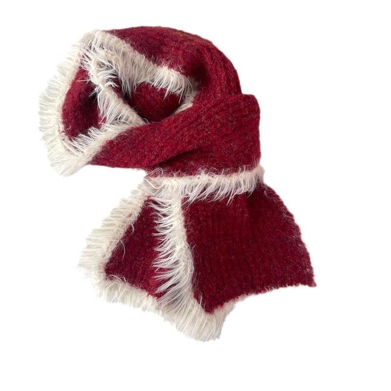 Soft Wool Blend Scarf Korean Style Autumn Winter Warm Knit Plush Premium Yarn Neck Warmer