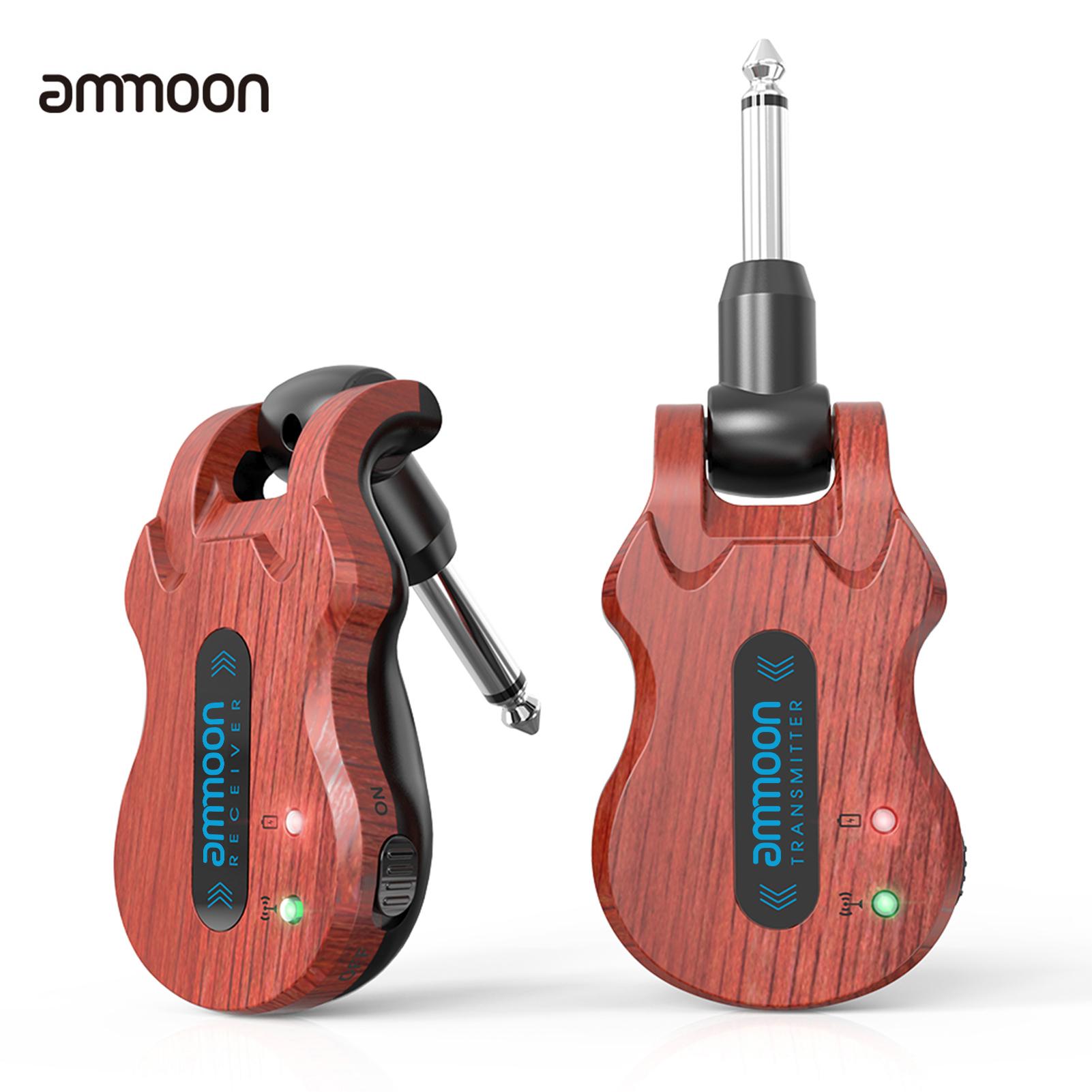 ammoon Wireless Guitar System Audio Digital Guitar Transmitter Receiver Built-in Rechargeable Battery 100Feet Transmission Range чёрный