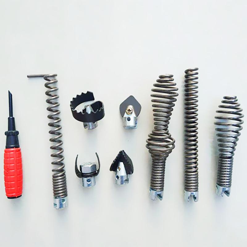 9PCS 16mm Diameter Pipeline Dredge Device Set Spring Drill Machine Tool with Cutter Heads And Connectors for Pipe Dredging