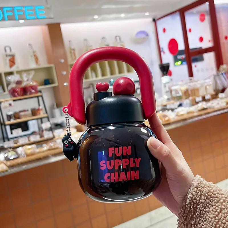 Milk Cup 800ml Kids Water Sippy Cup Cute Leakproof Cartoon Plastic Cup Drinkware Dustproof Water Mug Home/School 800ML