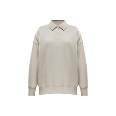 Women's Long-Sleeve Polo Loose-Fit Sweatshirt In Light Taupe