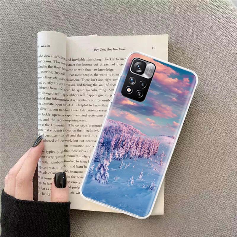 Landscape Winter Light Snow Luxury Phone Case For Xiaomi Poco X4 F4 GT X3 NFC X5 X6 X7 Pro 5G M5 M5S M3 F5 Mi F6 F3 F2 F1 Cover