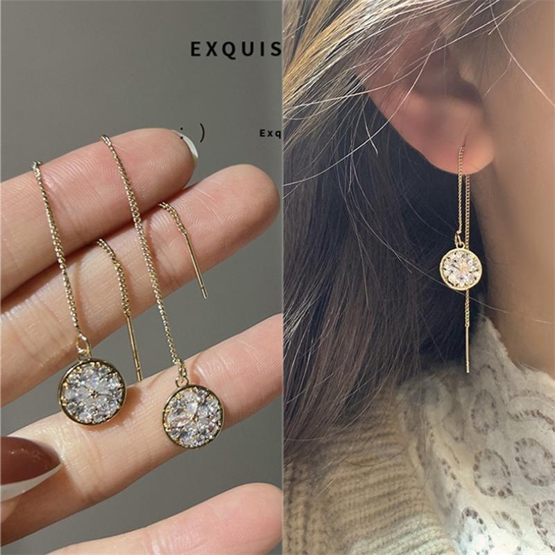 Lange Quaste Zirkon Ohrring Mode Frauen Mädchen Temperament Feine Glänzende Geometrische Ohrringe Schmuck Party Geschenke