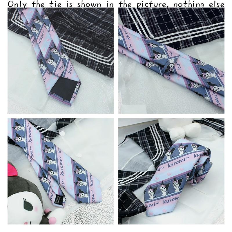 Trendy Arrowhead Type Tie With Kuromi And Sanrio Stripes