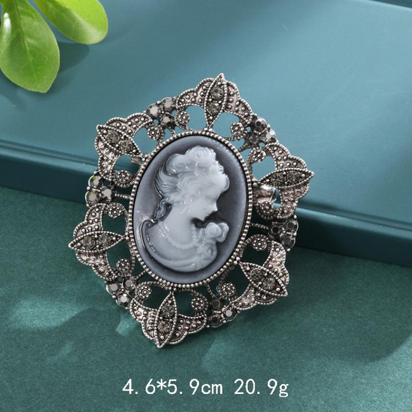 Vintage Victorian Cameo Elegant Queen Head Portrait Brooch For Women Antique Wedding Bridal Bouquet Clothing Jewelry Gifts