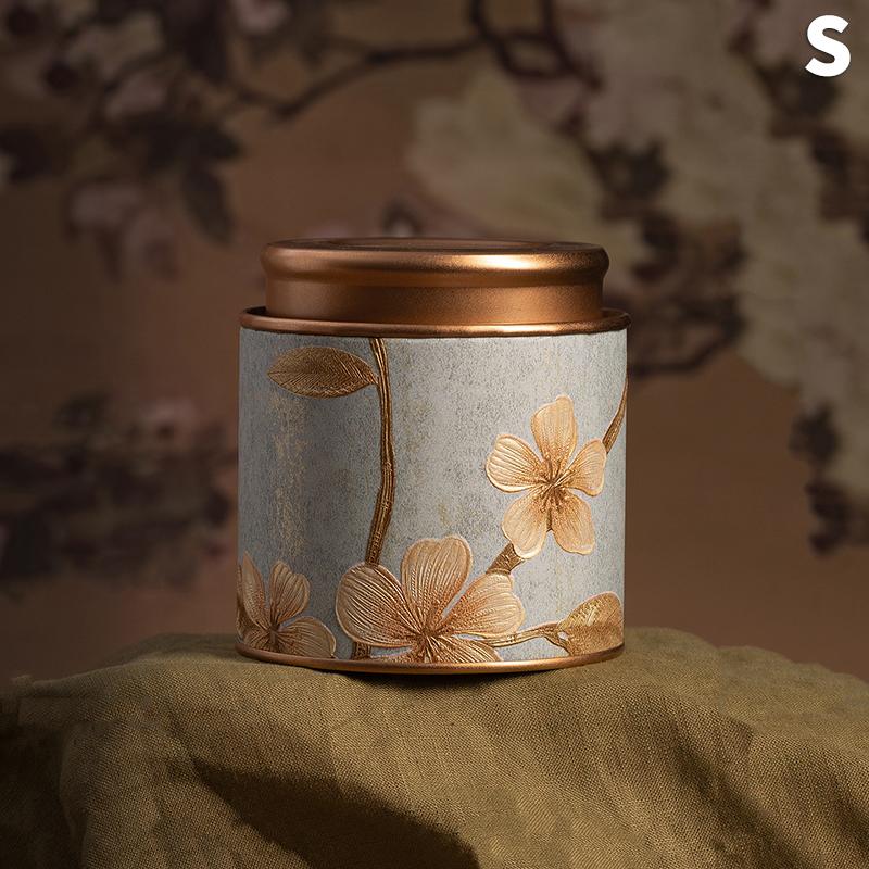 Kitchen Sealeds Canister Chinese Style Tea Box Convenient Exquisite Flower Prints Round Tea Tin Tea Storage Snacks Storage Box