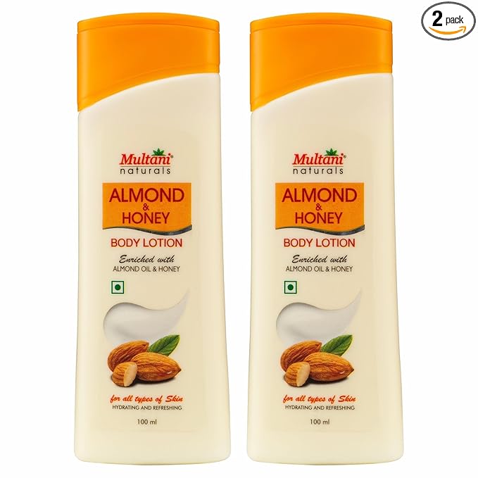 

Multani Natural Almond & Honey Body Lotion Pack of 2 100 ml Each Hydrating Moisturizing Nourishing Refreshing Skin Care