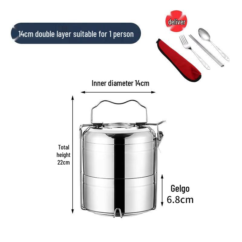 Isolierte Mehrschicht-Bento-Lunchbox aus Edelstahl – Großes Fassungsvermögen, Tragbar, Auslaufsicherer Lebensmittelbehälter für Berufstätige