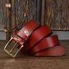 3.8CM Top Cow Genuine Leather Belts for Men Copper Buckle Fashion Style FULL GRAIN Male Belt for Jeans Cowhide Strap