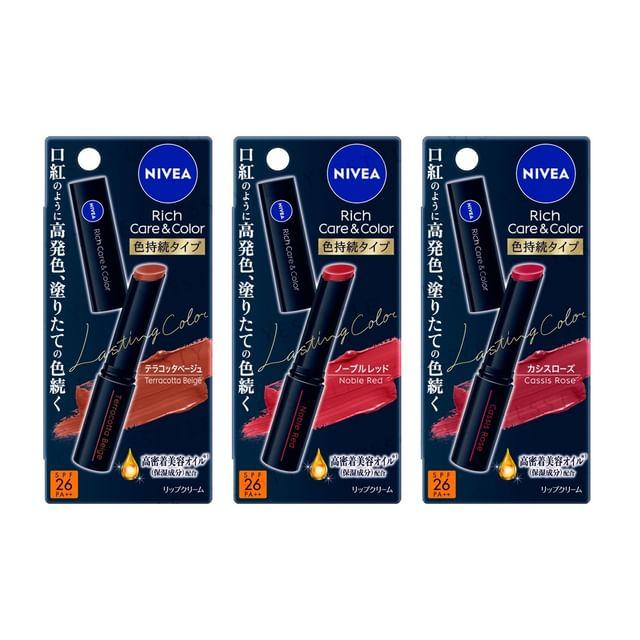 Nivea Japan - Rich Care & Color Lip Lasting Color Lip Balm SPF 26 PA++ Cassis Rose