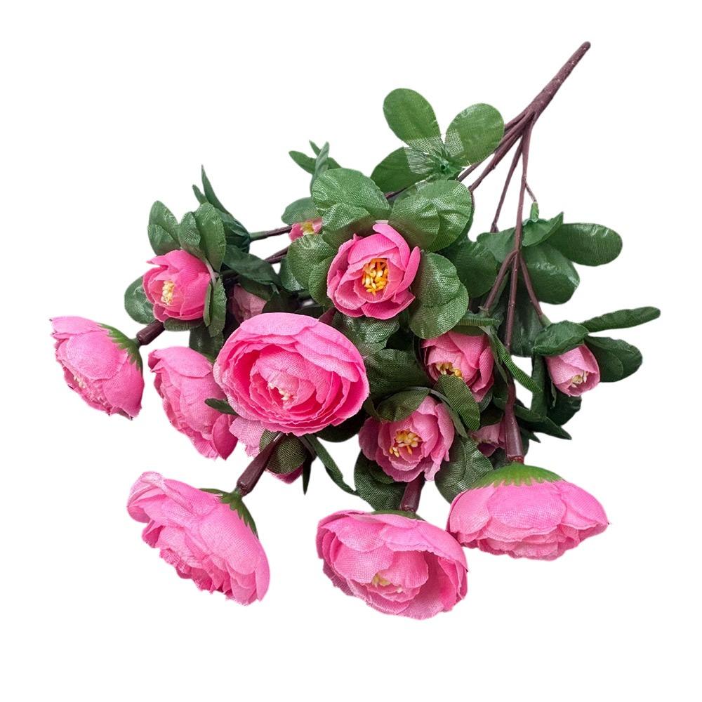 Multicolor Small Camellia Artifical Flower Silk Petals Floral Arrangement Decorative Flower Green Leaves Photo Props