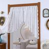 1Pc/2Pcs Floral Embroidery French Vintage with Beaded All-Season Half Curtain Home Decor Triangle Design Lace Door Curtain