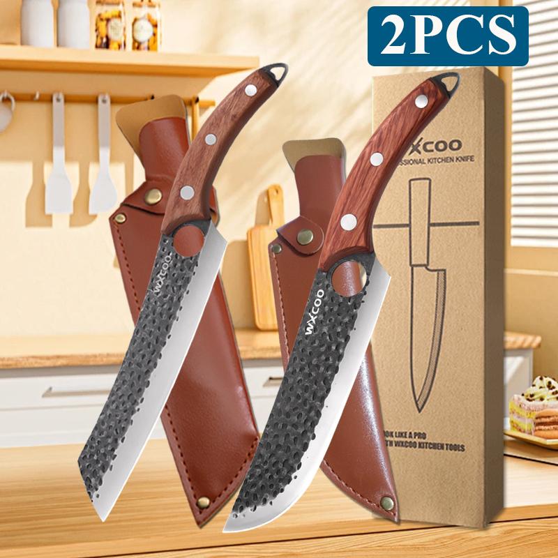 WXCOO High Carbon Stainless Steel Butcher Knife Multifunctional Boning Knife for Fruits Meat Cleaver Kitchen Knife Cooking Tool