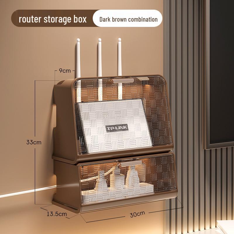 Wall-Mounted Multi-Functional Storage Box for WiFi Router, Power Strip, and Cable Management