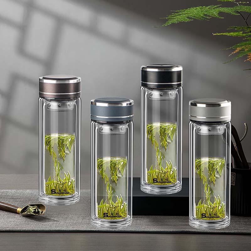 Double-Walled High Borosilicate Glass Tea Infuser Mug