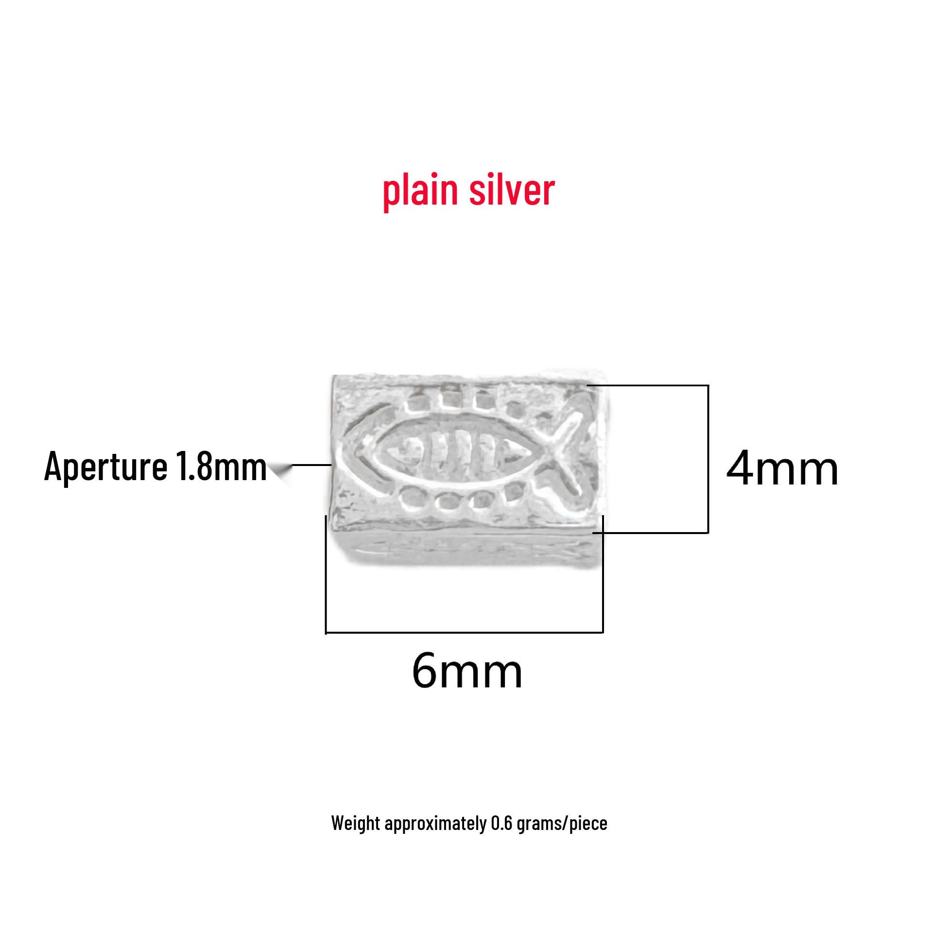 Sterling Silver 999 Fish Spacer Beads - Square Tube Ornament for Bracelets  Necklaces Sterling Silver 999