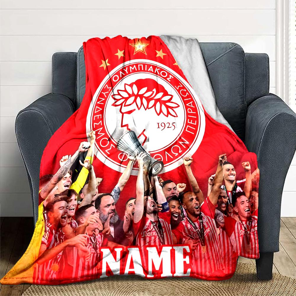 Custom Name Olympiacos Champions Celebration blanket for Couch & Bed, Plush Cozy Fuzzy Blanket Super Soft & Warm Blankets for Fall and Winter. 0908246
