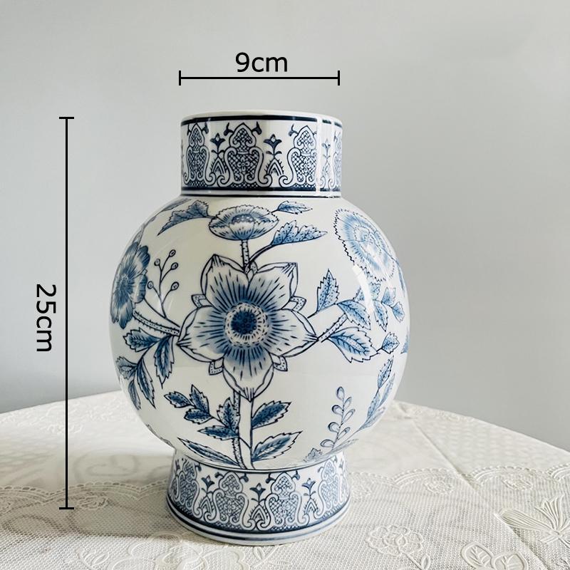 Blue and White Porcelain Vase Creative Vintage Plant Pots Table Decoration Flowers Arrangement Floral Vases Room Aesthetic Decor