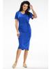 Fitted midi dress with kimono sleeves and tie detail, blue S