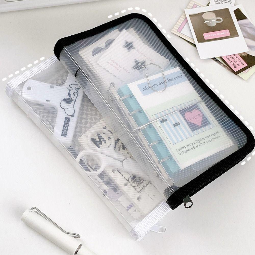Multifunctional Transparent Zipper Pouch A6 Stationery Organizer Pouch File Folder Bag Kids