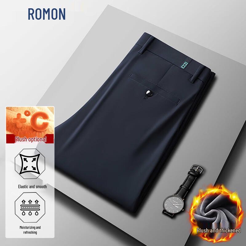 ROMON Men s Straight-Leg Stretch Casual Trousers 34