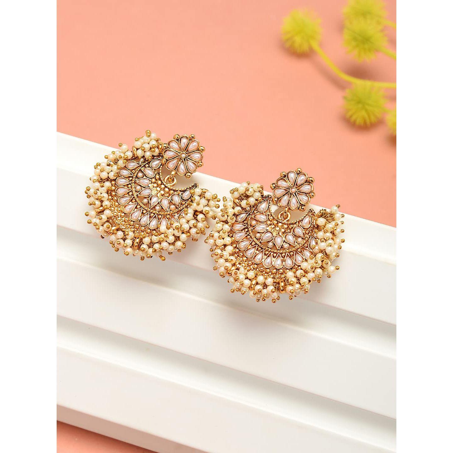 

Серьги с подвесками из традиционного жемчуга золотого тона для женщин