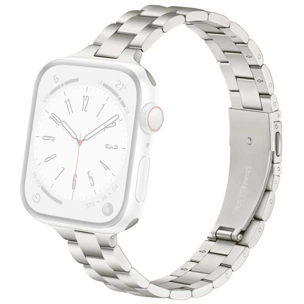 Electroplating Color Strap for Apple Watch Series 10 9 8 7 SE 6 5 4 3 2 1 42mm 41mm 40mm 38mm Slim 3-Beads Metal Watch Band