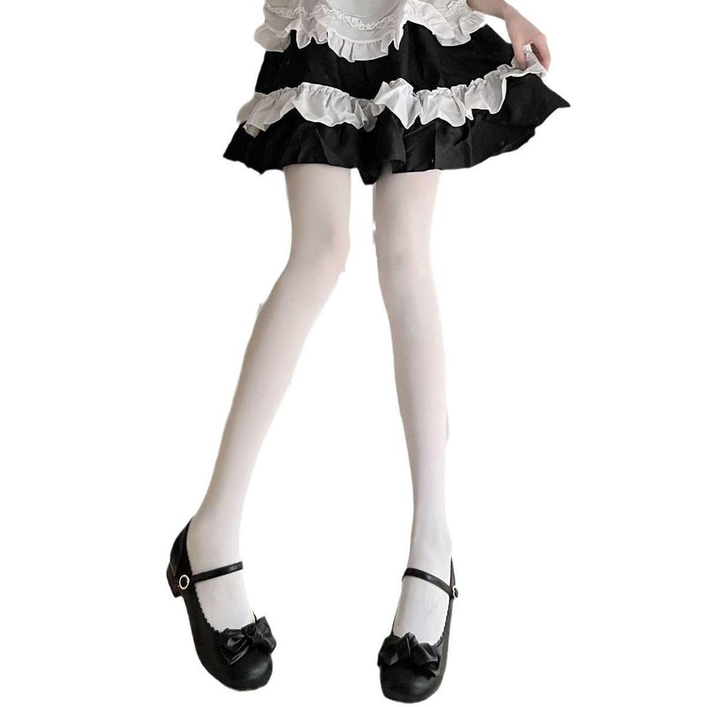 Calze Lolita morbide bianco latte per donna - Collant estivi anti-gancio