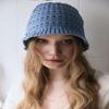 Cotton Summer Women's Knit Beanie Crochet Hat Blue CH031BL