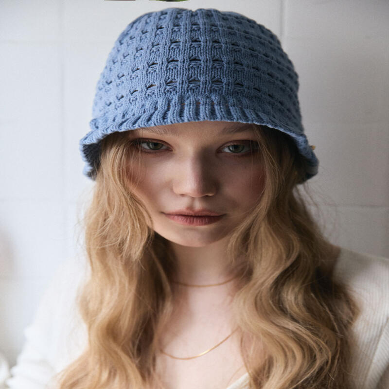 Cotton Summer Women s Knit Beanie Crochet Hat Blue CH031BL Blue