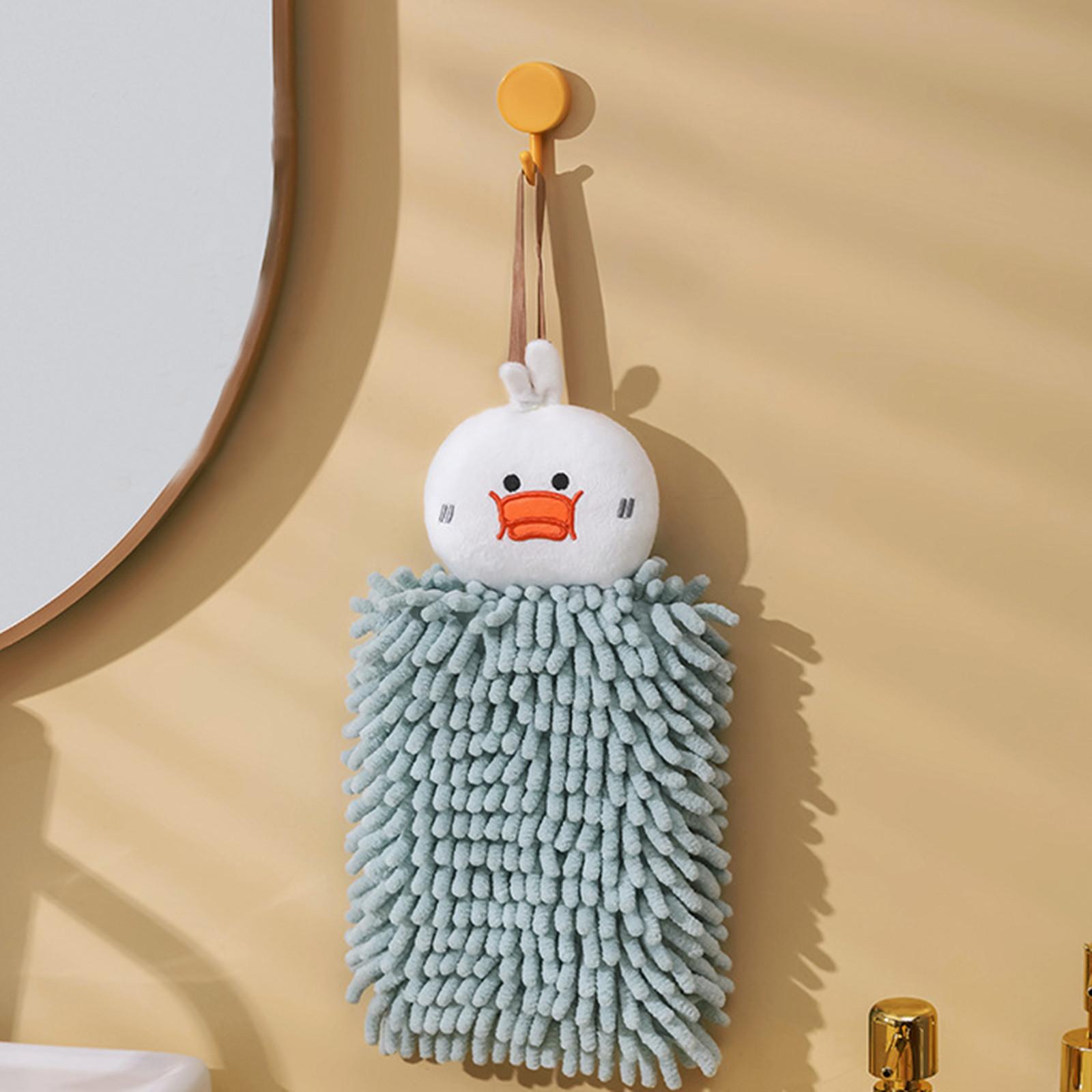 

Cartoon Animal Style Hanging Hand Towel Soft Absorbent Microfiber Chenille Hand Drying Cloth with Loop for Bathroom Kitchen Use One Size