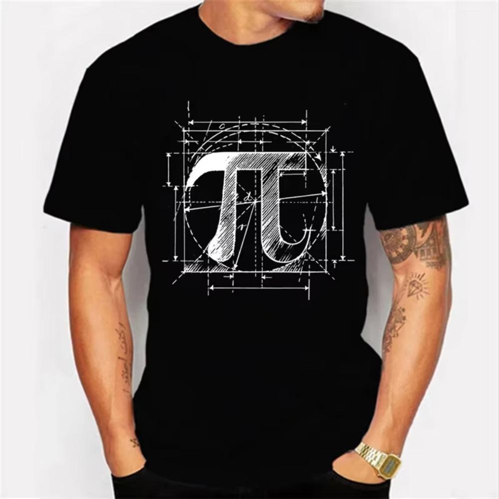 Maglietta Estiva da Uomo Manica Corta Maglietta da Uomo Stampa Schizzo Simbolo Pi Maglietta Oversize Top Maschile Maglietta Matematica Uomo Abbigliamento