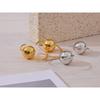 Yhpup Trendy Stainless Steel Round Ball Metal Huggie Earrings Gold Silver Color Temperament Personalized Versatile Jewelry