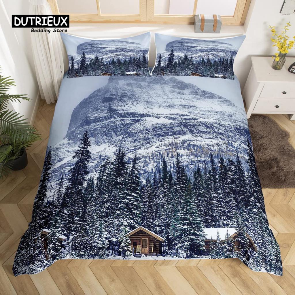 Snow Mountain Duvet Cover Set, 3pcs Bedding Set, Soft Comfortable Breathable Duvet Cover, For Bedroom Guest Room Decor