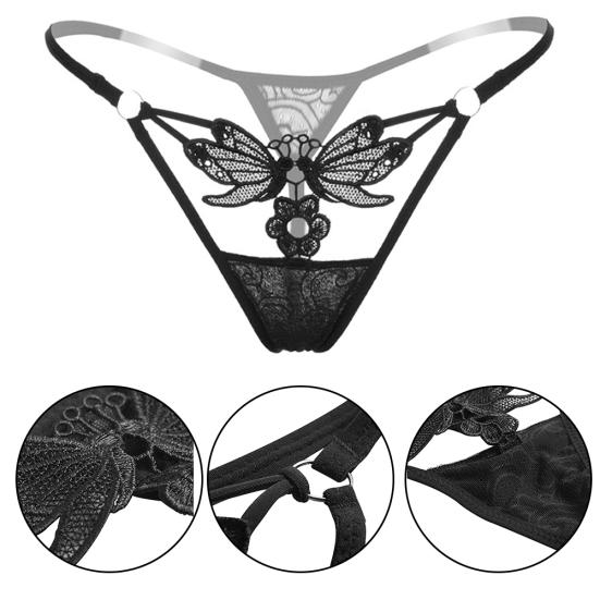Mutandine slip a vita bassa con perizoma sexy in pizzo a forma di farfalla da donna