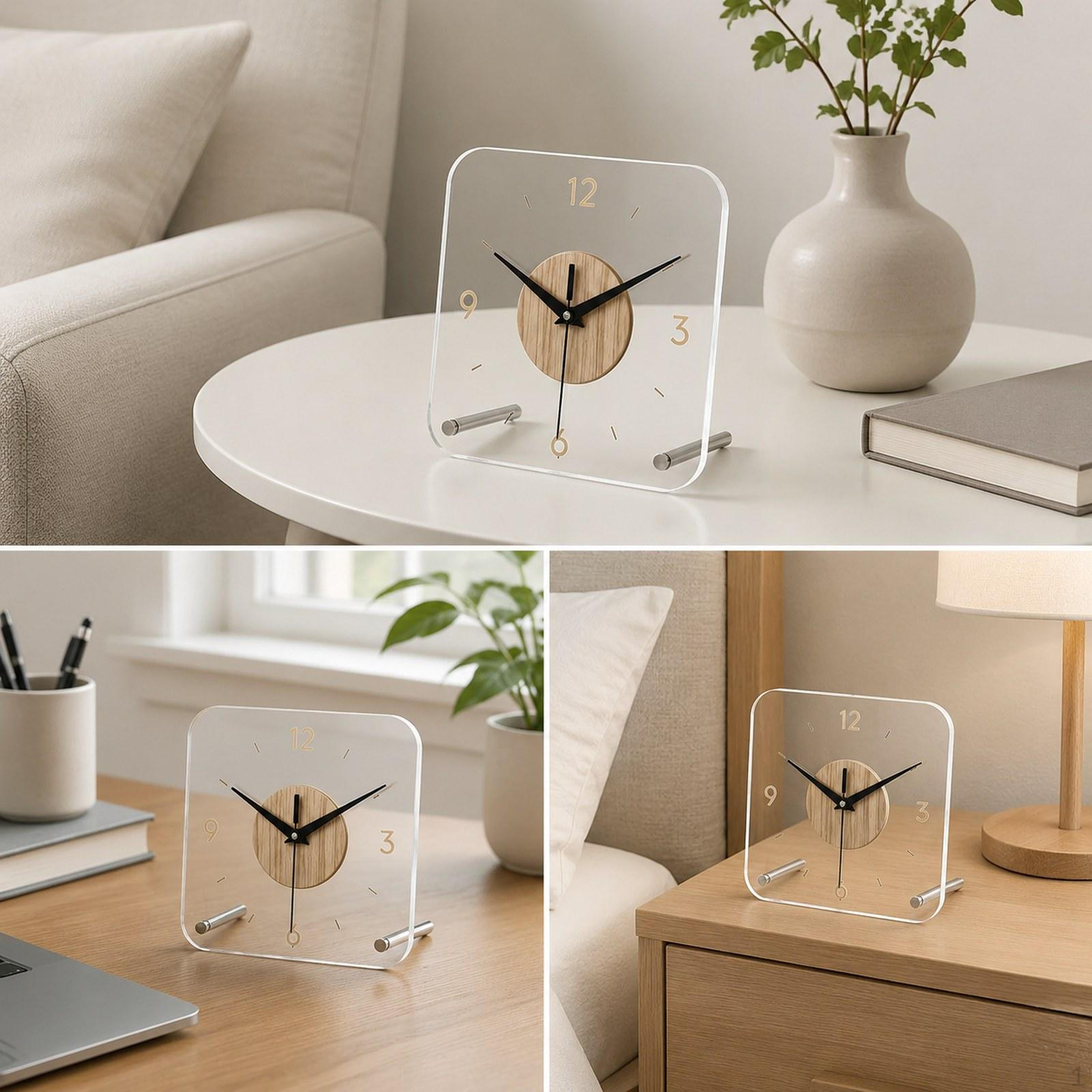 Table Clock Desk Alarm Gifts Square Ornaments Creative Tabletop Clocks Bedside for Desktop