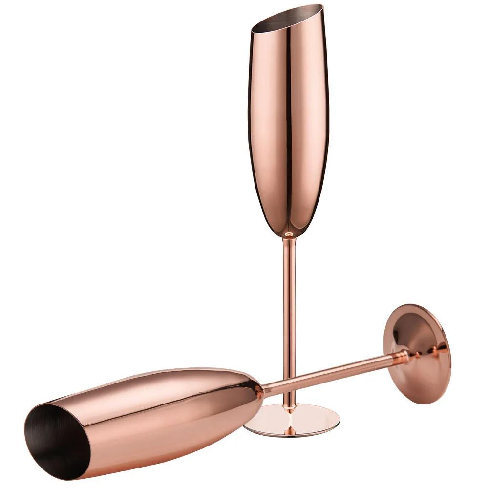 304 Stainless Steel Beveled Champagne Cup Goblets Cocktail Martini Wine Glass Champagne Glasses Stemware for Bar Utensils