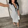 European and American New Spring and Summer Women's Clothing Summer Elegant Commuter Style Striped Dress
