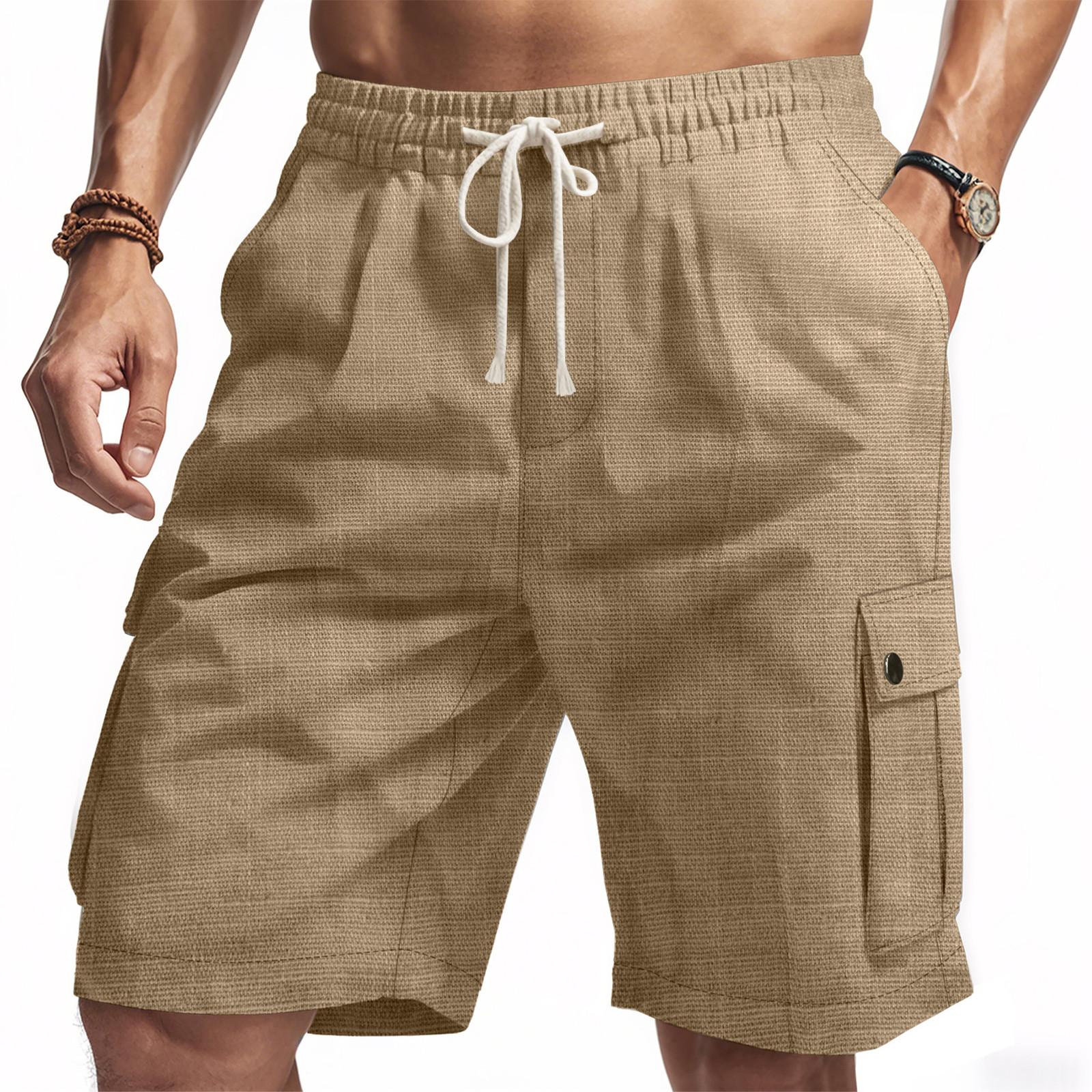 Men s Summer Large Casual Loose Sports Pants Beach Shorts M хаки