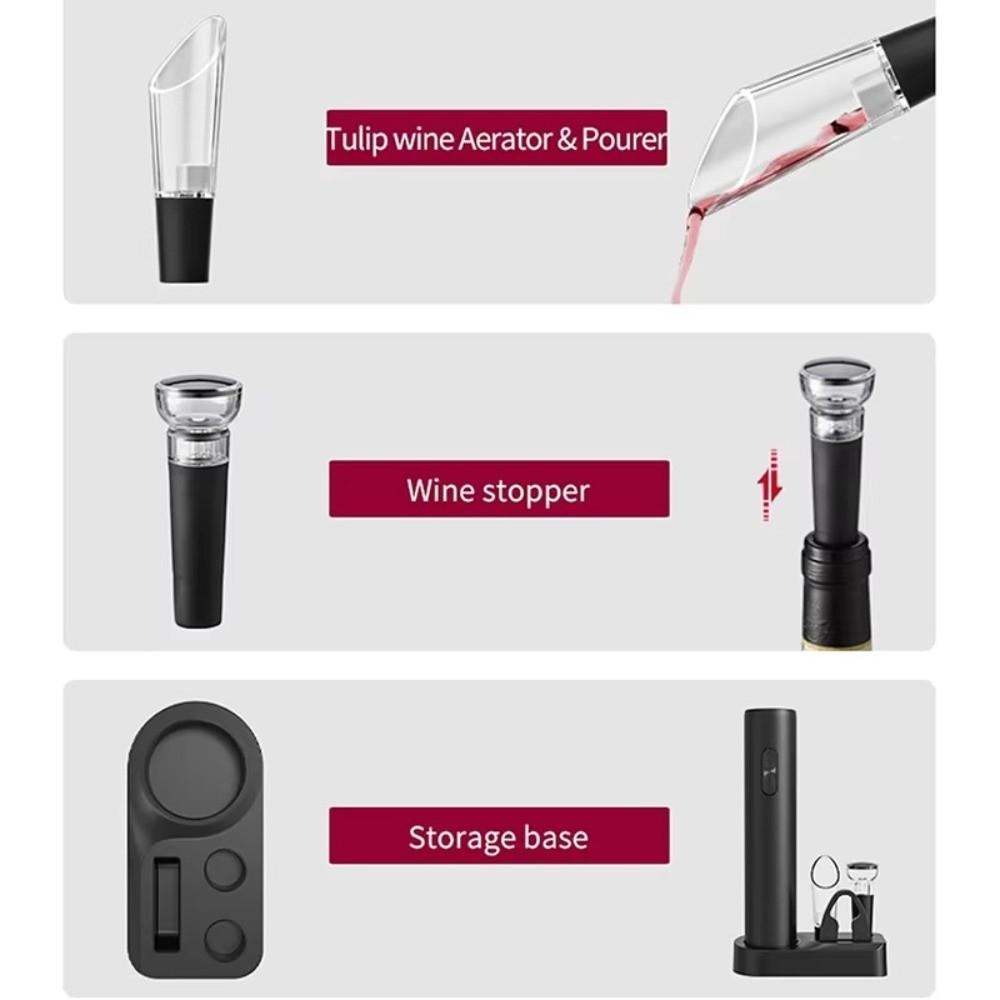 Foil Cutter Electric Wine Bottle Opener Pourer Stopper Wine Opener Set Automatic Corkscrew  Bar Use