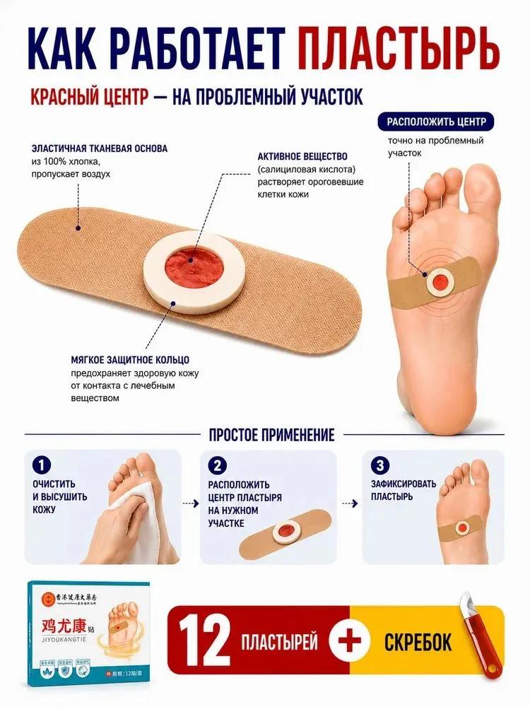 Callus and corn plaster for feet, for core calluses