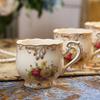 British Ivory Porcelain Coffee Cups and Saucers Set Vintage Floral Painted Rose Household Breakfast Cup Ceramic Afternoon Teacup
