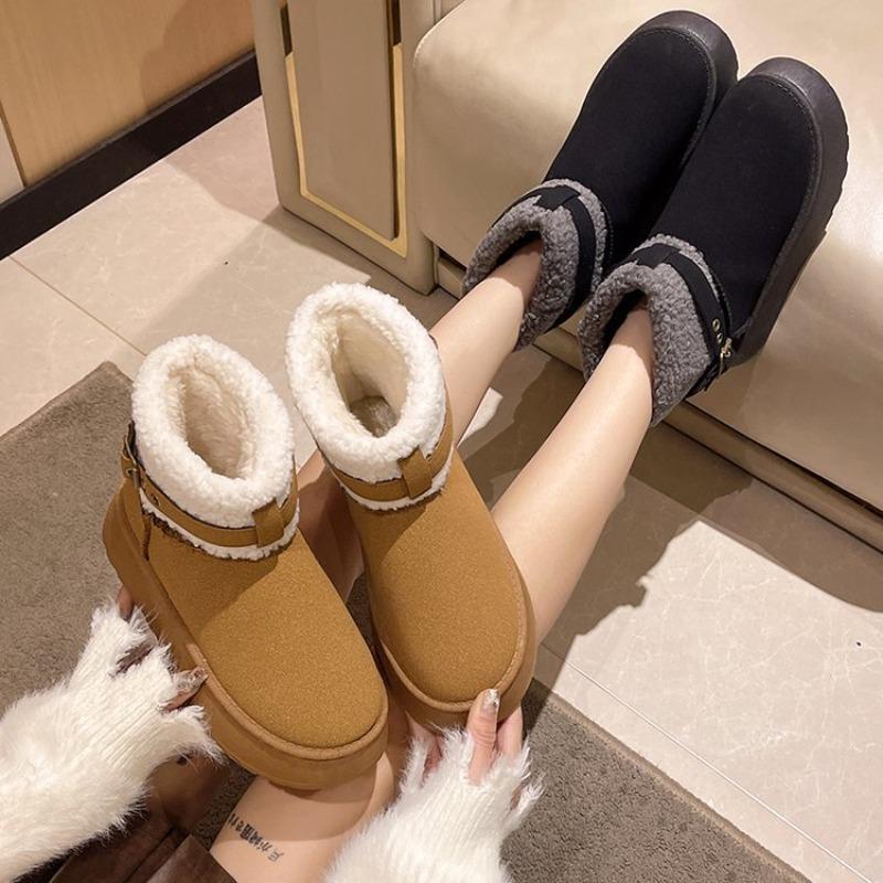 Snow boots women's outer wear winter new fur integrated thick-soled heightening wool boots piled warm cotton boots