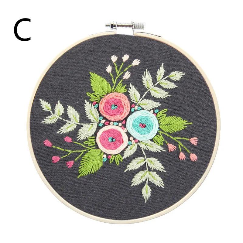 DIY Embroidery Flower Handwork Needlework for Beginner Cross Stitch Kit Ribbon Painting Embroidery Home Decoration
