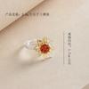 Handmade Glaze Glass Flower Ring Crystal Daisy Sunflower Jewelry Accessories for Women Exquisite Small Clover Rings Girls Gift