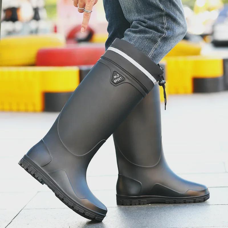 Cizme de ploaie antiderapante, impermeabile, la modă, pentru bărbați, în stil coreean, pentru pescuit, pescuit pe mare și spălare auto.